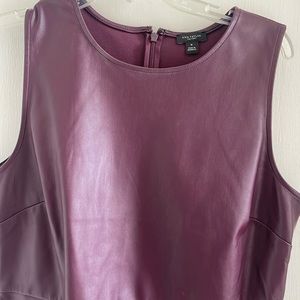 Ann Taylor Purple pleather front short sleeve top